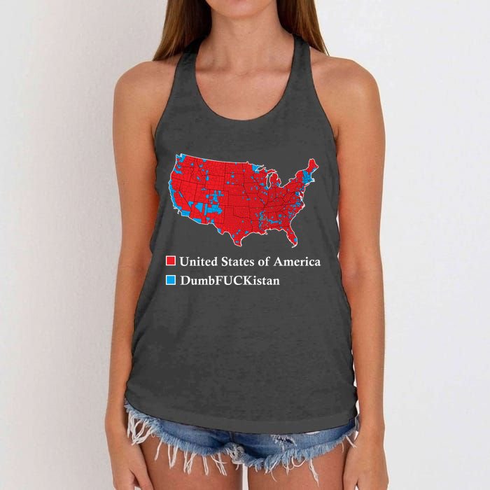 Electoral Map 2024 Donald Trump United States Of America Dumbfuckistan Women's Knotted Racerback Tank