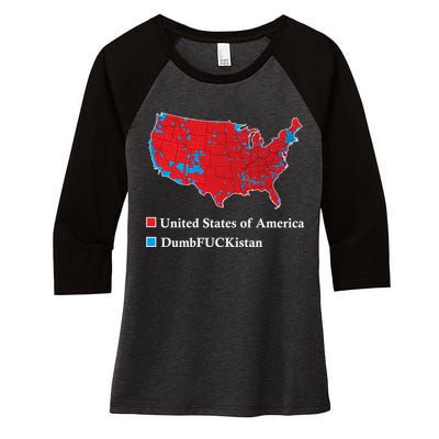 Electoral Map 2024 Donald Trump United States Of America Dumbfuckistan Women's Tri-Blend 3/4-Sleeve Raglan Shirt