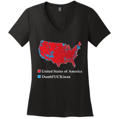 Electoral Map 2024 Donald Trump United States Of America Dumbfuckistan Women's V-Neck T-Shirt