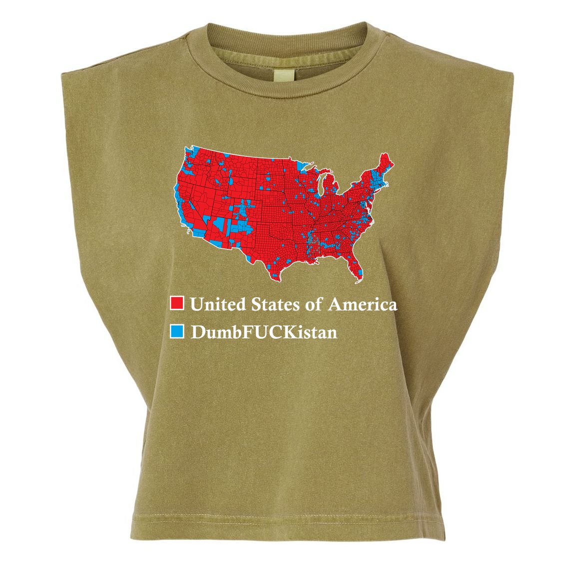 Electoral Map 2024 Donald Trump United States Of America Dumbfuckistan Garment-Dyed Women's Muscle Tee