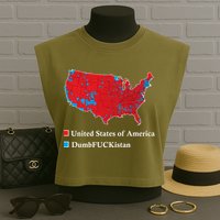 Electoral Map 2024 Donald Trump United States Of America Dumbfuckistan Garment-Dyed Women's Muscle Tee