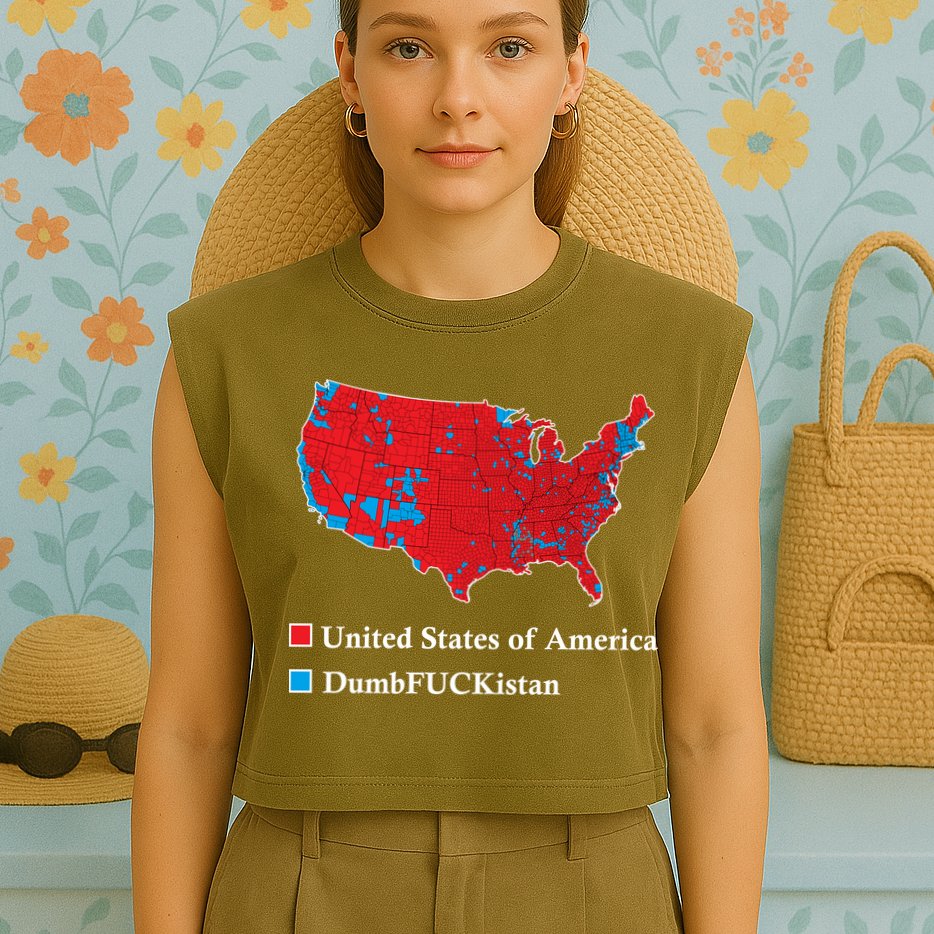 Electoral Map 2024 Donald Trump United States Of America Dumbfuckistan Garment-Dyed Women's Muscle Tee