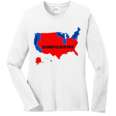 Election Map 2024 United States Of America Dumbfuckistan Ladies Long Sleeve Shirt