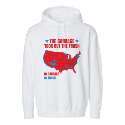 Electoral Map 2024 The Garbage Took Out The Trash Trump 312 Garment-Dyed Fleece Hoodie