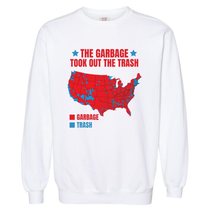 Electoral Map 2024 The Garbage Took Out The Trash Trump 312 Garment-Dyed Sweatshirt