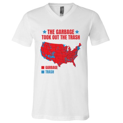 Electoral Map 2024 The Garbage Took Out The Trash Trump 312 V-Neck T-Shirt