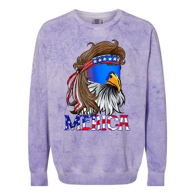 Eagle Mullet 4th Of July USA American Flag Merica Colorblast Crewneck Sweatshirt