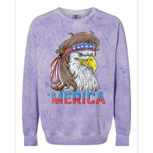 Eagle Mullet 4th Of July USA American Flag Eagle Merica Colorblast Crewneck Sweatshirt