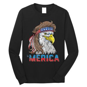 Eagle Mullet 4th Of July USA American Flag Eagle Merica Long Sleeve Shirt