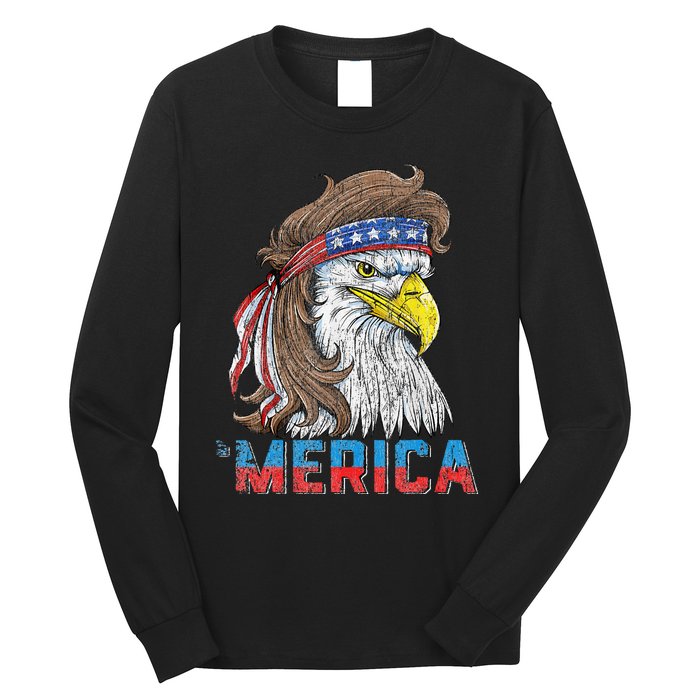 Eagle Mullet 4th Of July USA American Flag Eagle Merica Long Sleeve Shirt