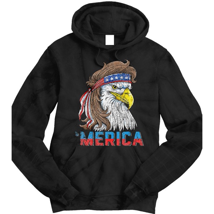 Eagle Mullet 4th Of July USA American Flag Eagle Merica Tie Dye Hoodie