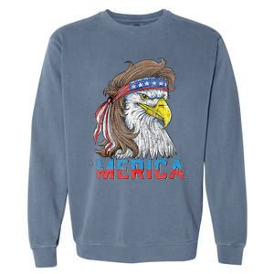 Eagle Mullet 4th Of July USA American Flag Eagle Merica Garment-Dyed Sweatshirt