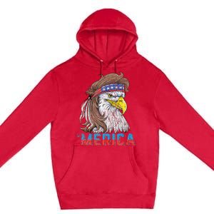 Eagle Mullet 4th Of July USA American Flag Eagle Merica Premium Pullover Hoodie