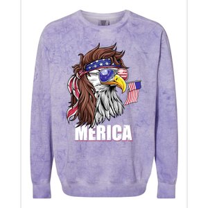 Eagle Mullet 4th Of July Usa American Flag Merica Funny Gift Colorblast Crewneck Sweatshirt