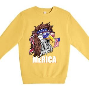 Eagle Mullet 4th Of July Usa American Flag Merica Funny Gift Premium Crewneck Sweatshirt