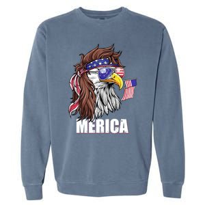 Eagle Mullet 4th Of July Usa American Flag Merica Funny Gift Garment-Dyed Sweatshirt