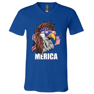 Eagle Mullet 4th Of July Usa American Flag Merica Funny Gift V-Neck T-Shirt