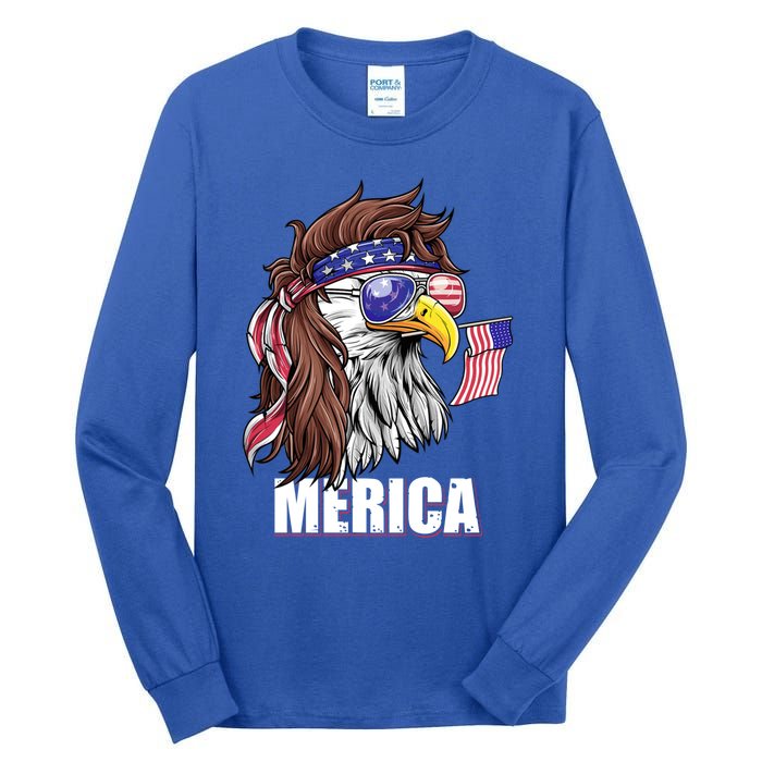 Eagle Mullet 4th Of July Usa American Flag Merica Funny Gift Tall Long Sleeve T-Shirt