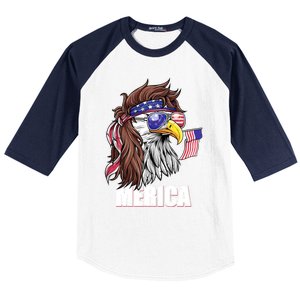 Eagle Mullet 4th Of July Usa American Flag Merica Funny Gift Baseball Sleeve Shirt