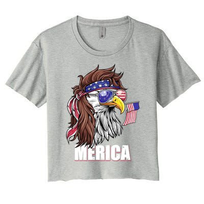 Eagle Mullet 4th Of July Usa American Flag Merica Funny Gift Women's Crop Top Tee