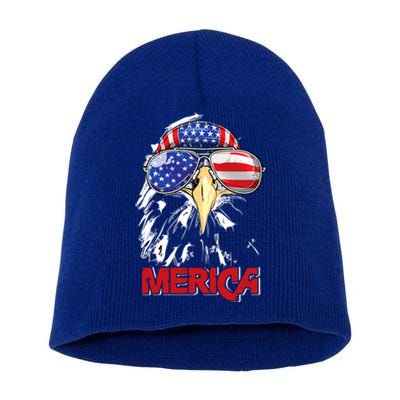 Eagle Mullet 4th Of July Usa American Flag Merica Cute Gift Short Acrylic Beanie