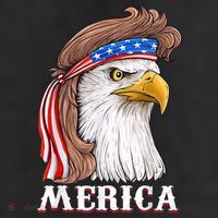 Eagle Mullet 4th Of July USA American Flag Merica 7 Panel Mesh Trucker Snapback Hat