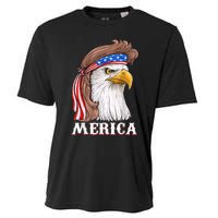 Eagle Mullet 4th Of July USA American Flag Merica Cooling Performance Crew T-Shirt