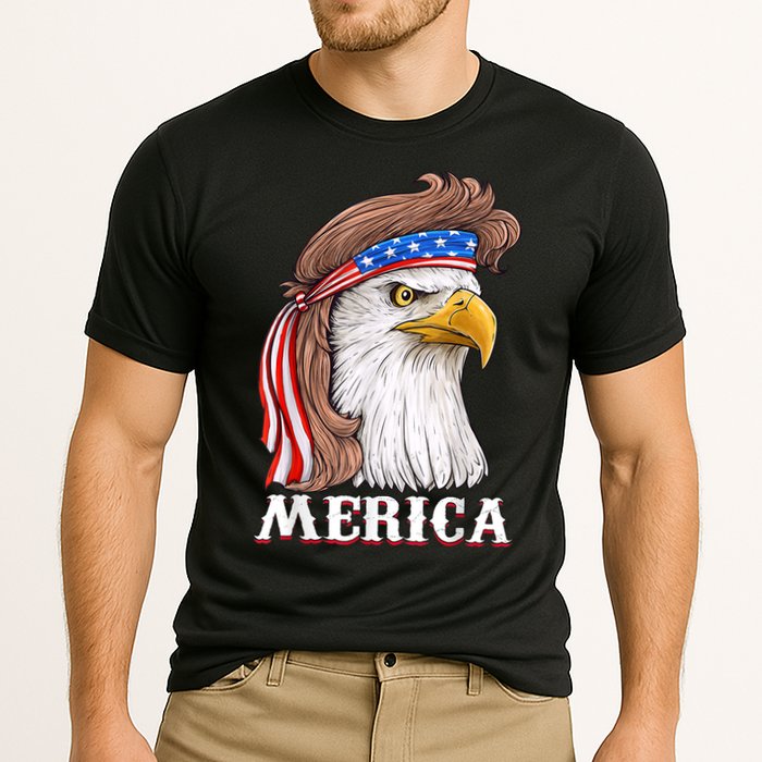 Eagle Mullet 4th Of July USA American Flag Merica Cooling Performance Crew T-Shirt