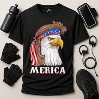Eagle Mullet 4th Of July USA American Flag Merica Cooling Performance Crew T-Shirt