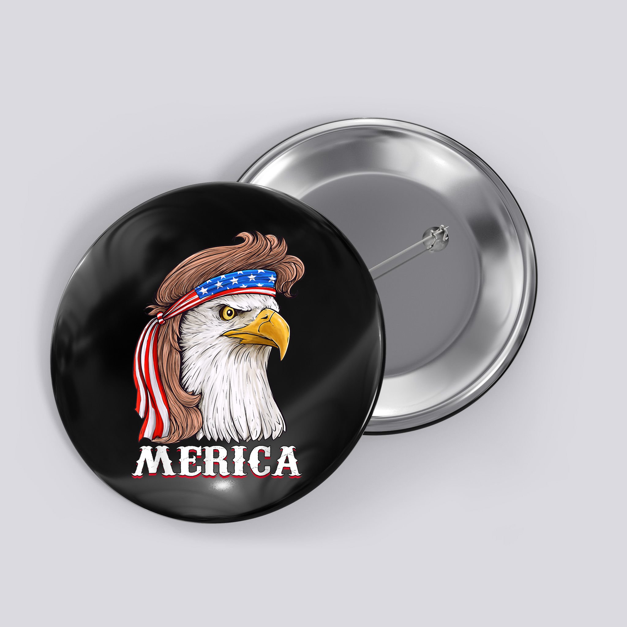 Eagle Mullet 4th Of July USA American Flag Merica Button