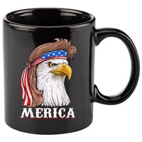 Eagle Mullet 4th Of July USA American Flag Merica 11oz C Handle Ceramic Mug