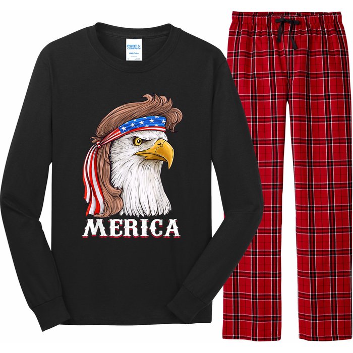 Eagle Mullet 4th Of July USA American Flag Merica Long Sleeve Pajama Set