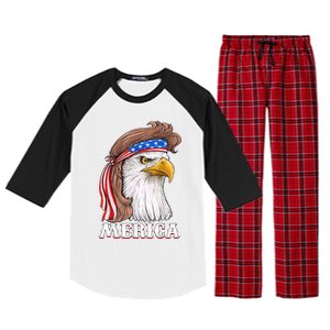 Eagle Mullet 4th Of July USA American Flag Merica Raglan Sleeve Pajama Set