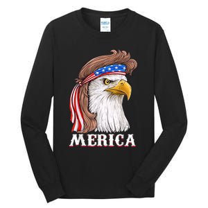 Eagle Mullet 4th Of July USA American Flag Merica Tall Long Sleeve T-Shirt