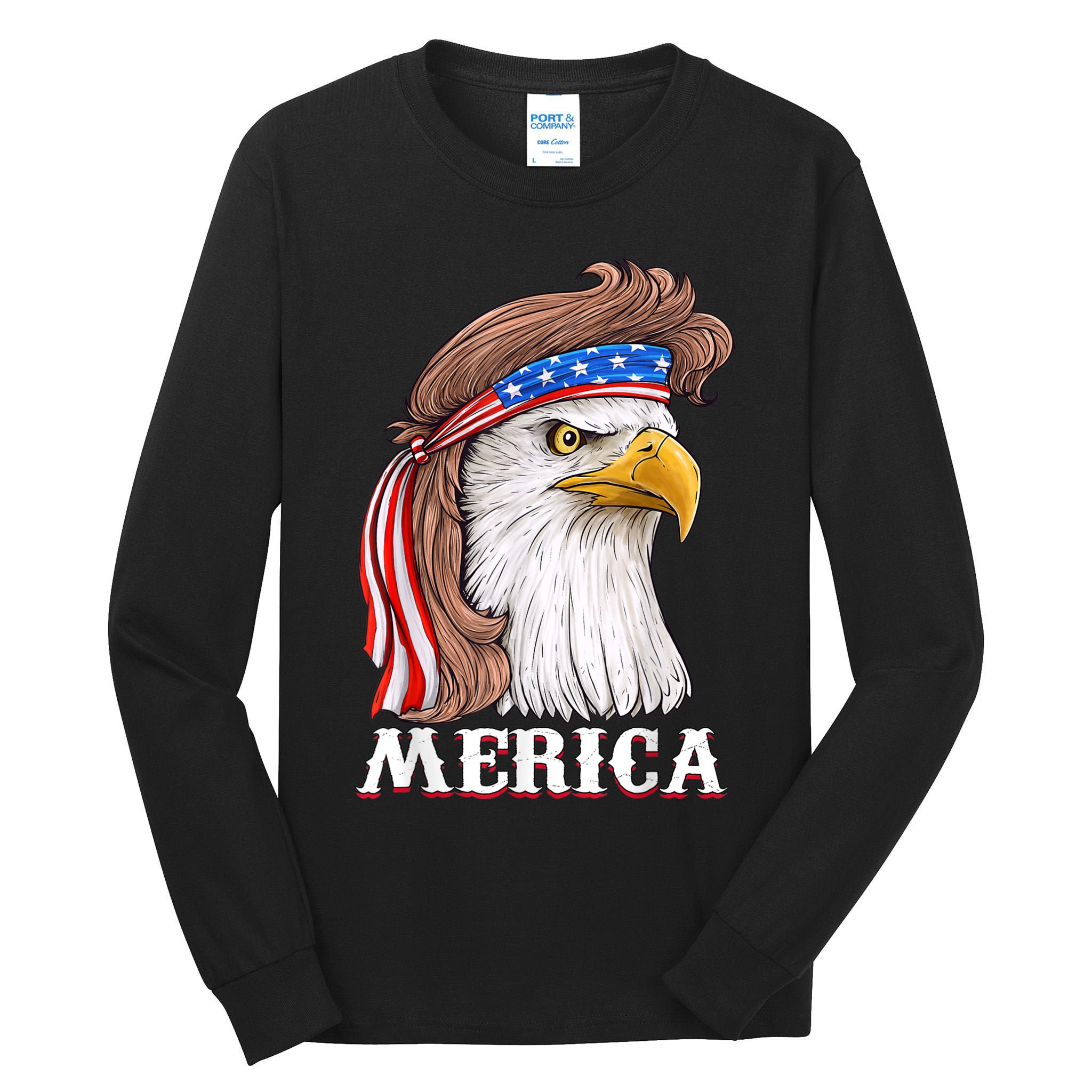 Eagle Mullet 4th Of July USA American Flag Merica Tall Long Sleeve T-Shirt