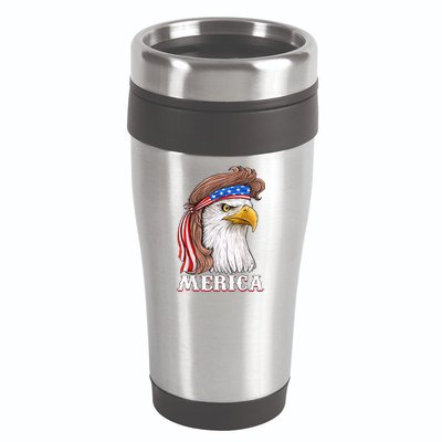 Eagle Mullet 4th Of July USA American Flag Merica 16oz Travel Tumbler