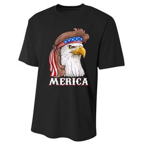 Eagle Mullet 4th Of July USA American Flag Merica Performance Sprint T-Shirt