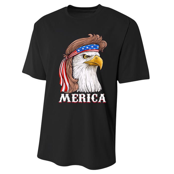 Eagle Mullet 4th Of July USA American Flag Merica Performance Sprint T-Shirt