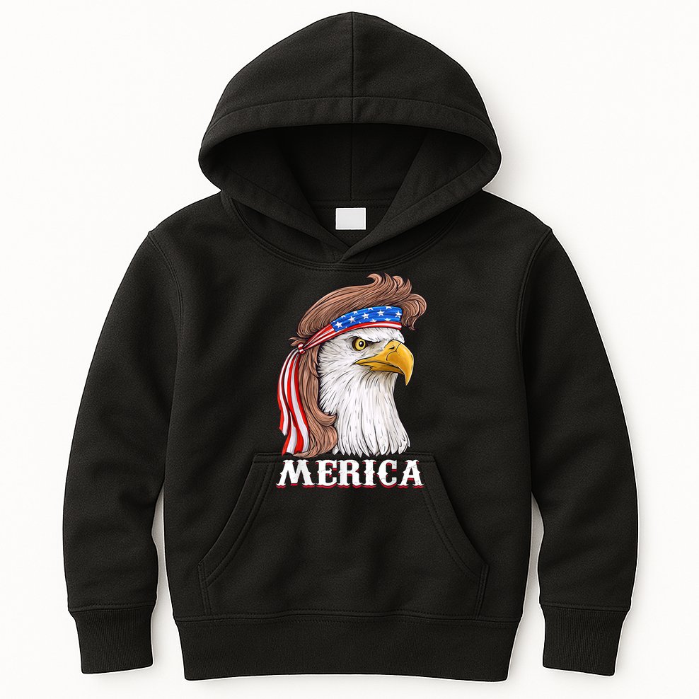 Eagle Mullet 4th Of July USA American Flag Merica Kids Hoodie