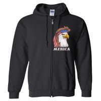 Eagle Mullet 4th Of July USA American Flag Merica Full Zip Hoodie