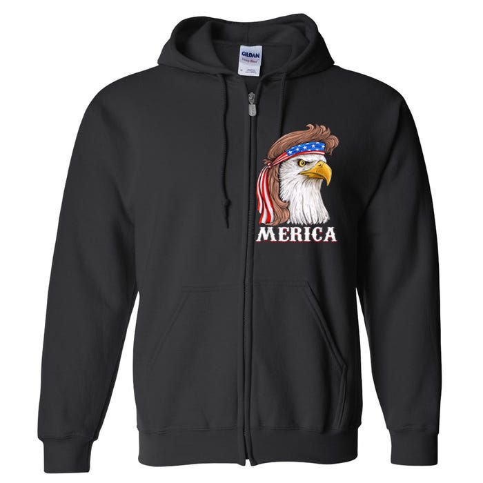 Eagle Mullet 4th Of July USA American Flag Merica Full Zip Hoodie