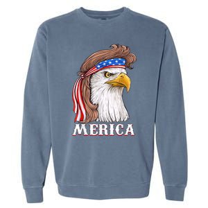 Eagle Mullet 4th Of July USA American Flag Merica Garment-Dyed Sweatshirt