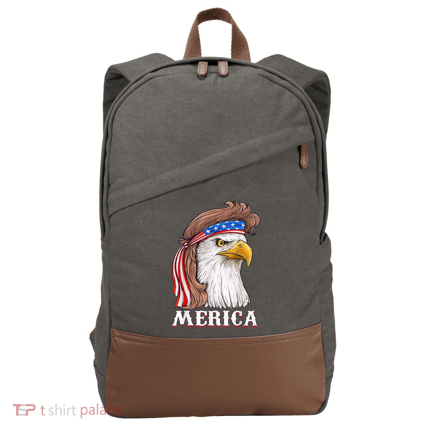 Eagle Mullet 4th Of July USA American Flag Merica Cotton Canvas Backpack