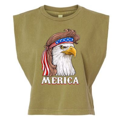 Eagle Mullet 4th Of July USA American Flag Merica Garment-Dyed Women's Muscle Tee