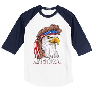 Eagle Mullet 4th Of July USA American Flag Merica Baseball Sleeve Shirt