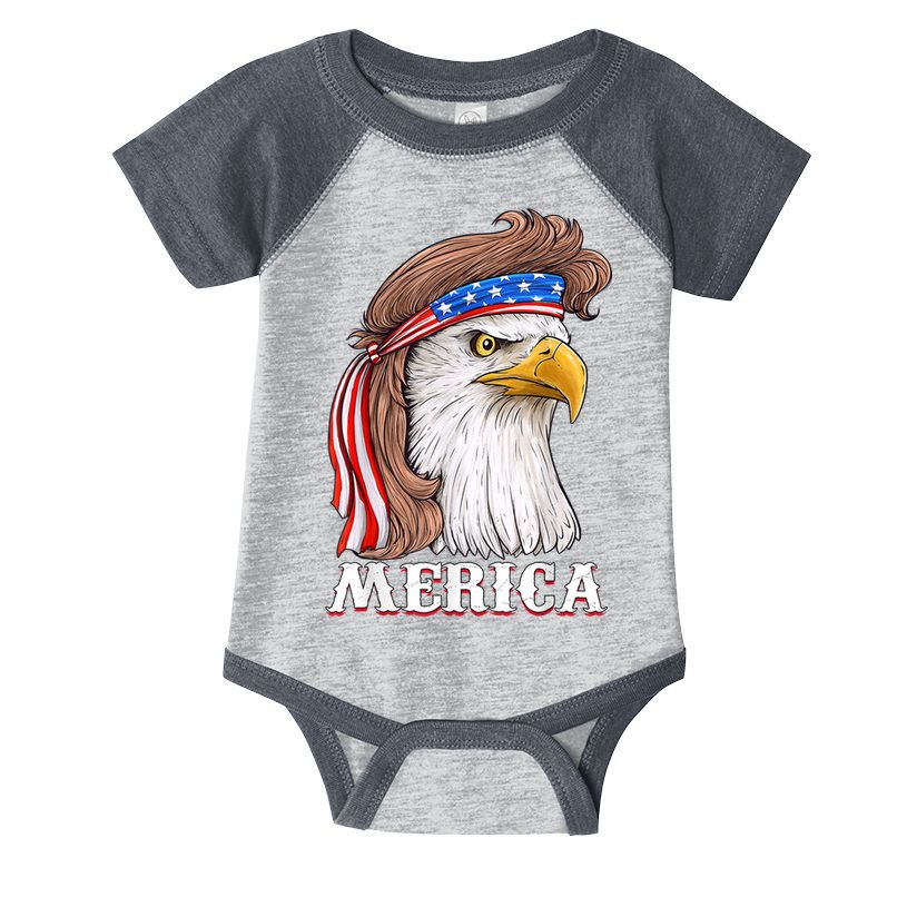 Eagle Mullet 4th Of July USA American Flag Merica Infant Baby Jersey Bodysuit