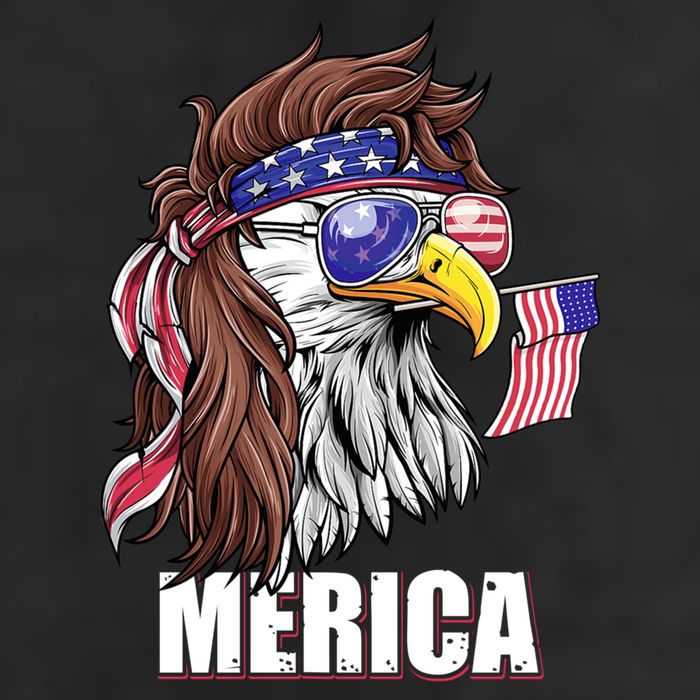 Eagle Mullet 4th Of July Usa American Flag Merica Gift 7 Panel Mesh Trucker Snapback Hat