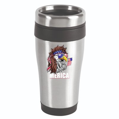 Eagle Mullet 4th Of July Usa American Flag Merica Gift 16oz Travel Tumbler