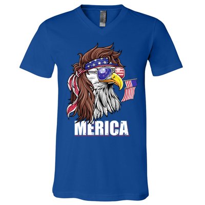 Eagle Mullet 4th Of July Usa American Flag Merica Gift V-Neck T-Shirt