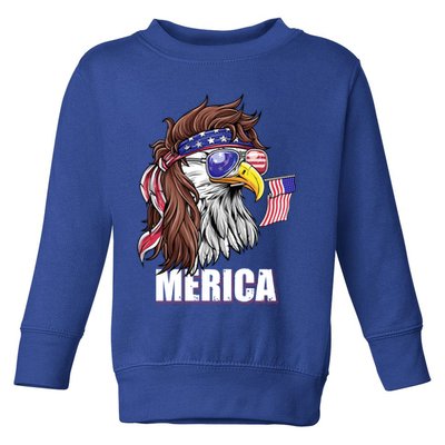 Eagle Mullet 4th Of July Usa American Flag Merica Gift Toddler Sweatshirt